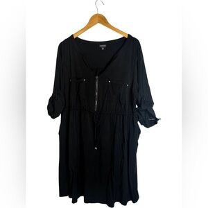 Black Tunic Dress with Zipper Detail